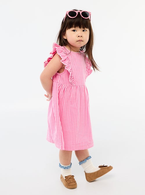 Vestido de mangas curtas com folhos - Kiabi