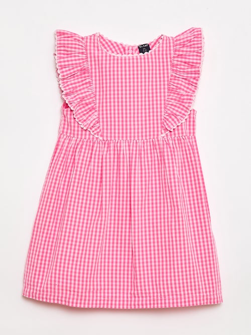 Vestido de mangas curtas com folhos - Kiabi