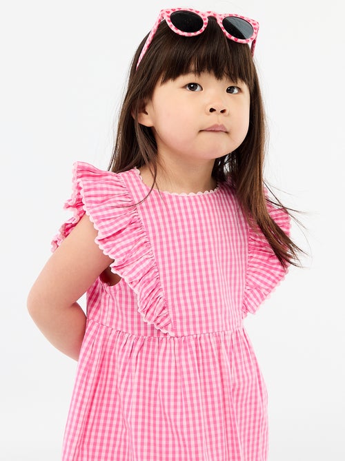 Vestido de mangas curtas com folhos - Kiabi
