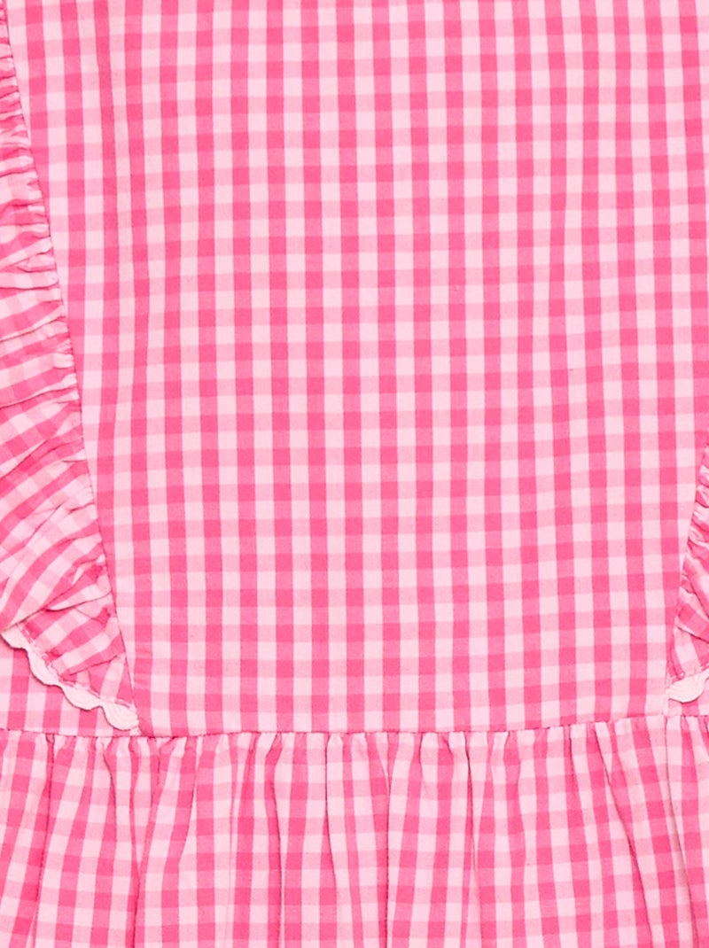 Vestido de mangas curtas com folhos Rosa - Kiabi