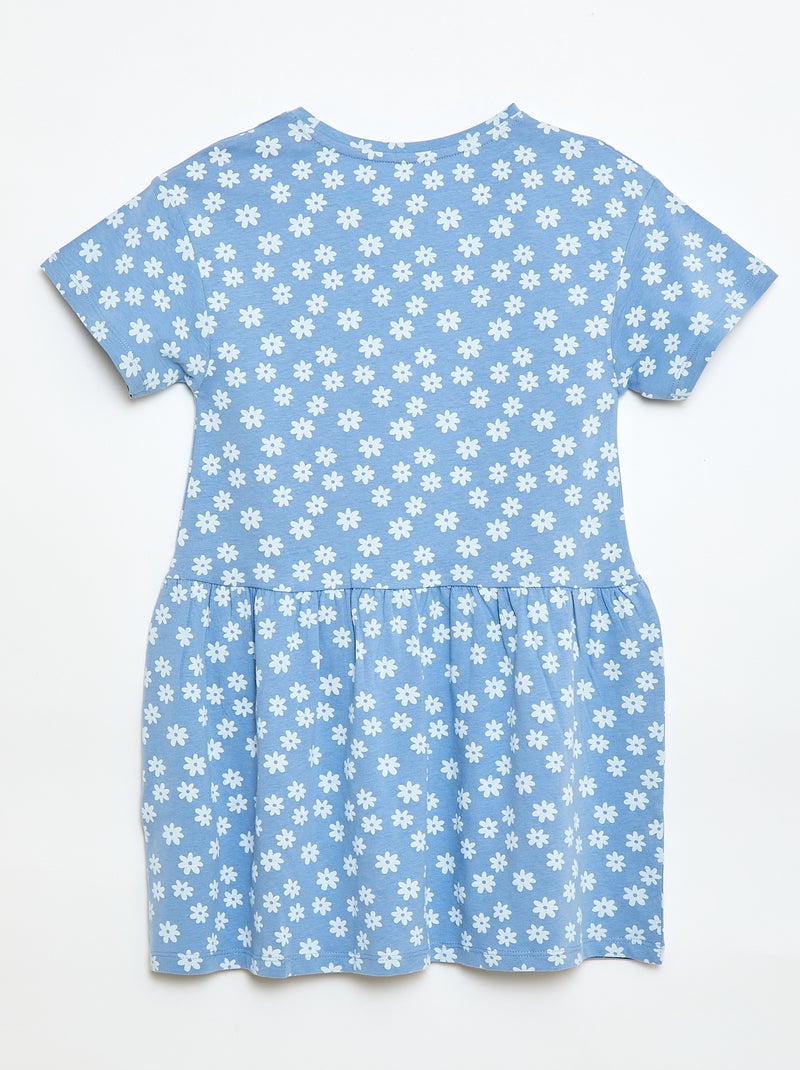 Vestido de mangas curtas com padrão Azul - Kiabi
