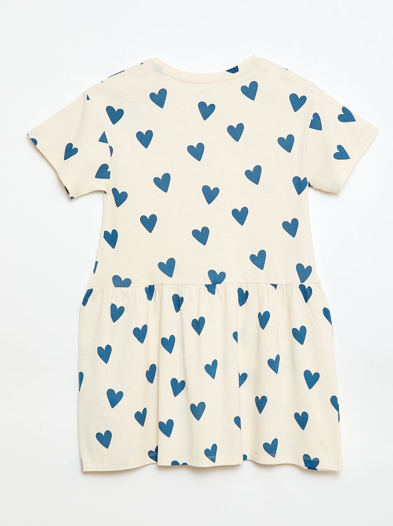 Vestido de mangas curtas com padrão Bege - Kiabi