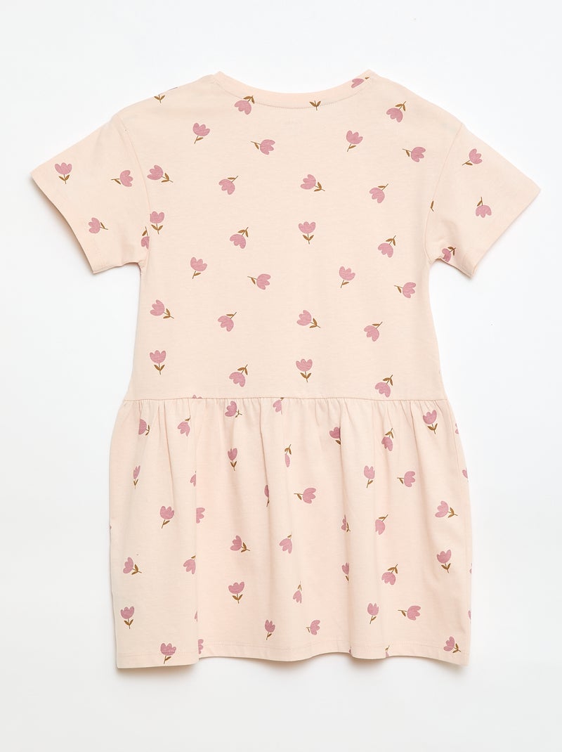 Vestido de mangas curtas com padrão Rosa - Kiabi