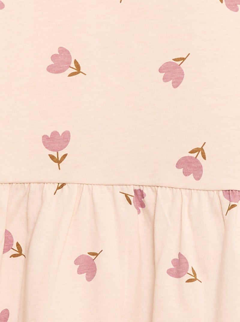 Vestido de mangas curtas com padrão Rosa - Kiabi