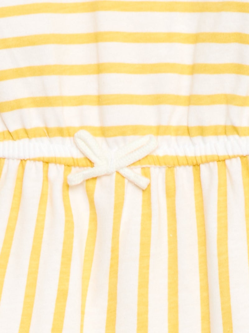 Vestido de mangas curtas em jersey de algodão Amarelo - Kiabi