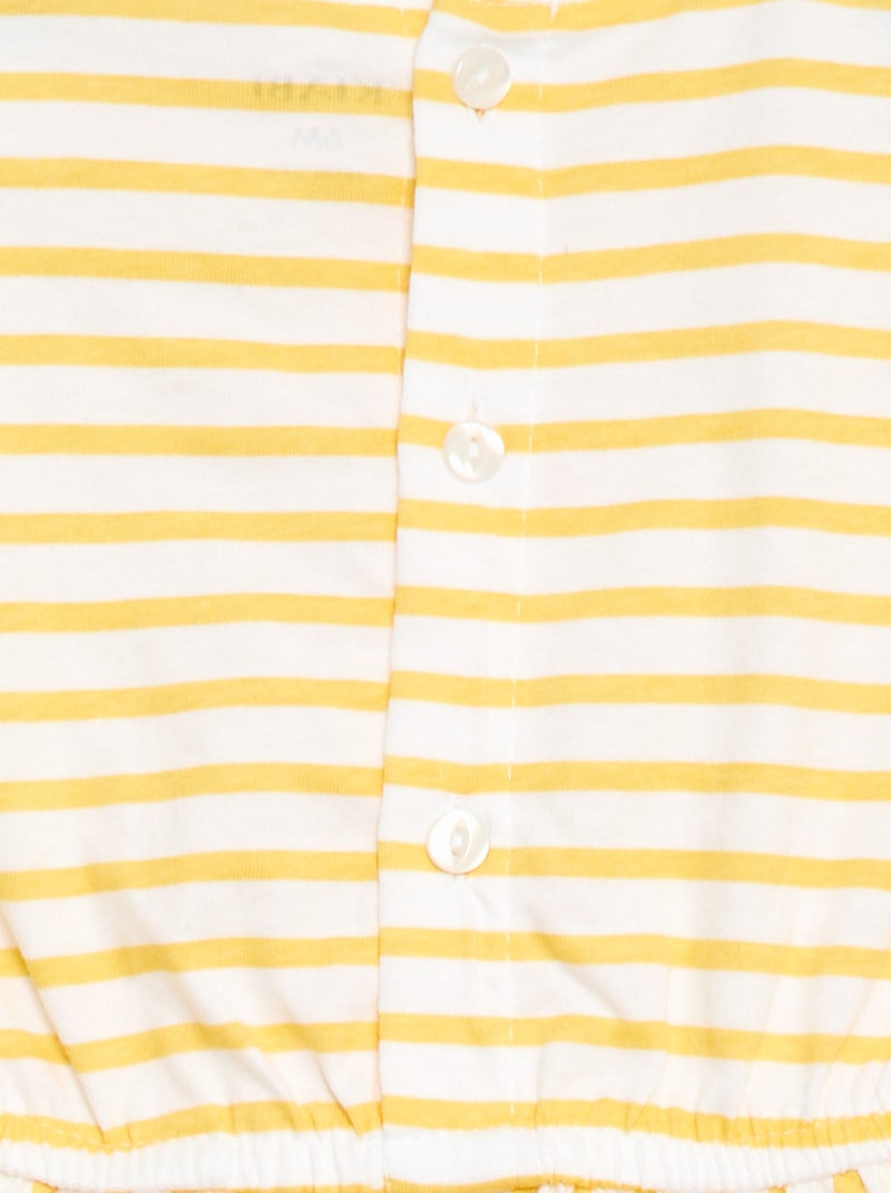 Vestido de mangas curtas em jersey de algodão Amarelo - Kiabi