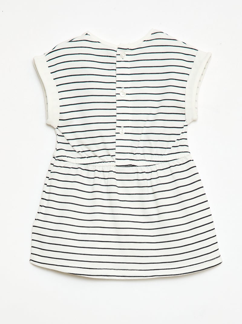 Vestido de mangas curtas em jersey de algodão Branco - Kiabi