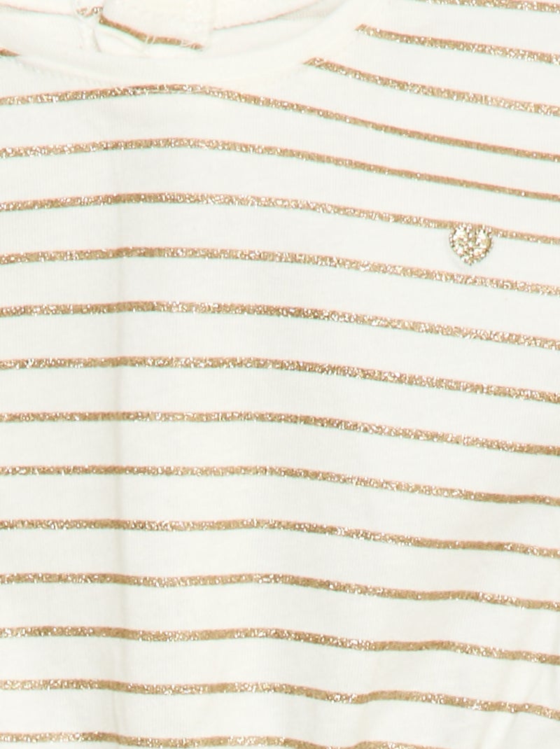 Vestido de mangas curtas em jersey de algodão Branco - Kiabi