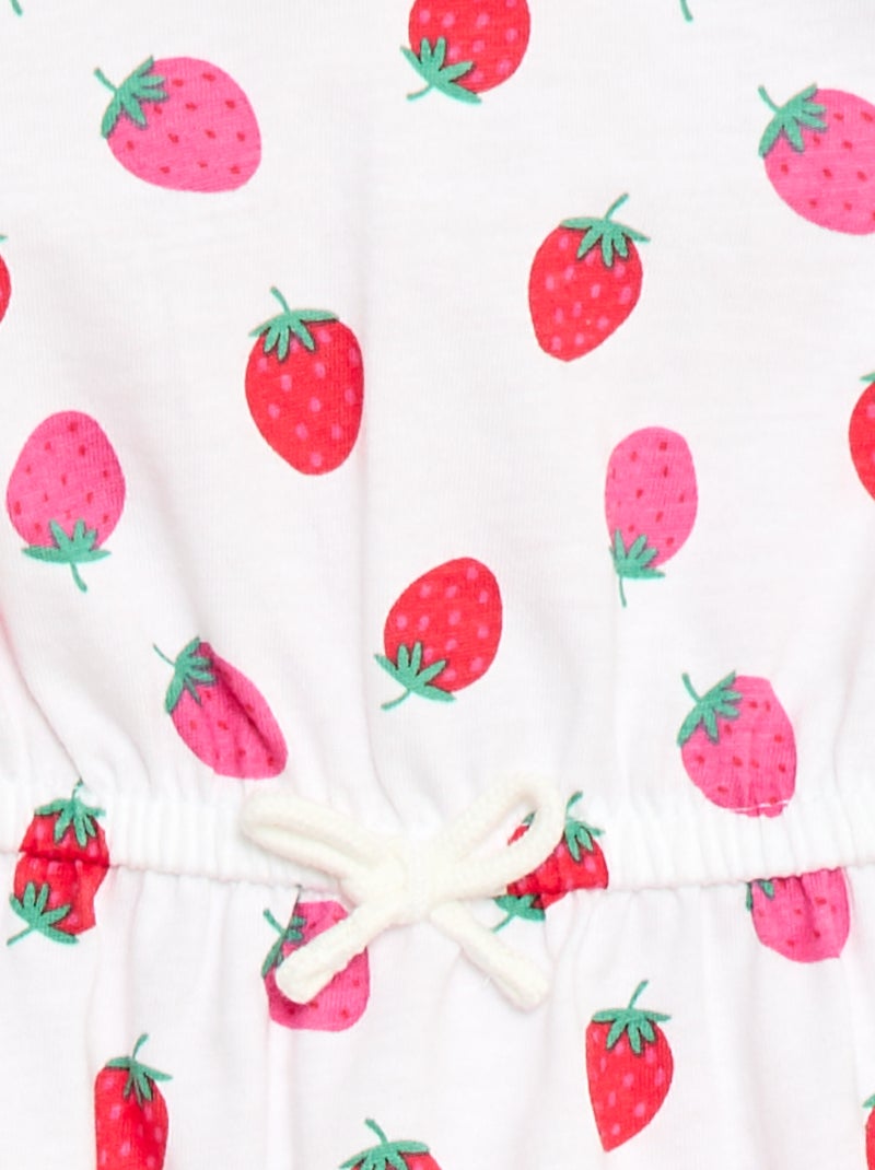Vestido de mangas curtas em jersey de algodão Branco - Kiabi