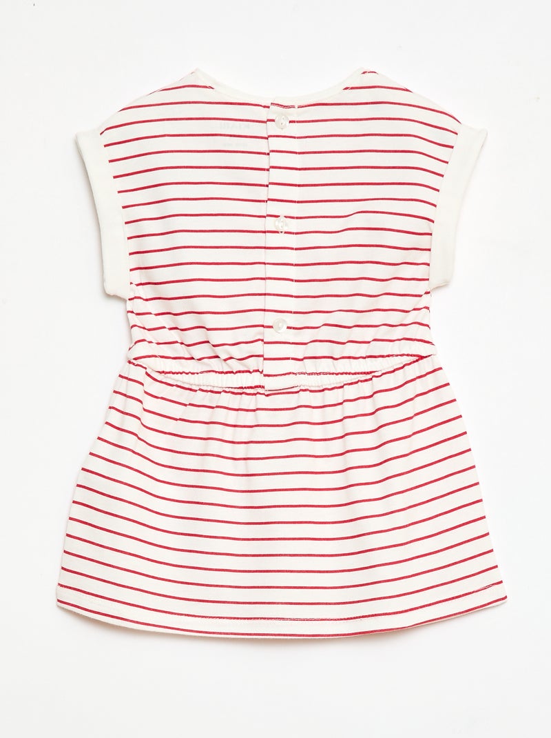 Vestido de mangas curtas em jersey de algodão Branco - Kiabi