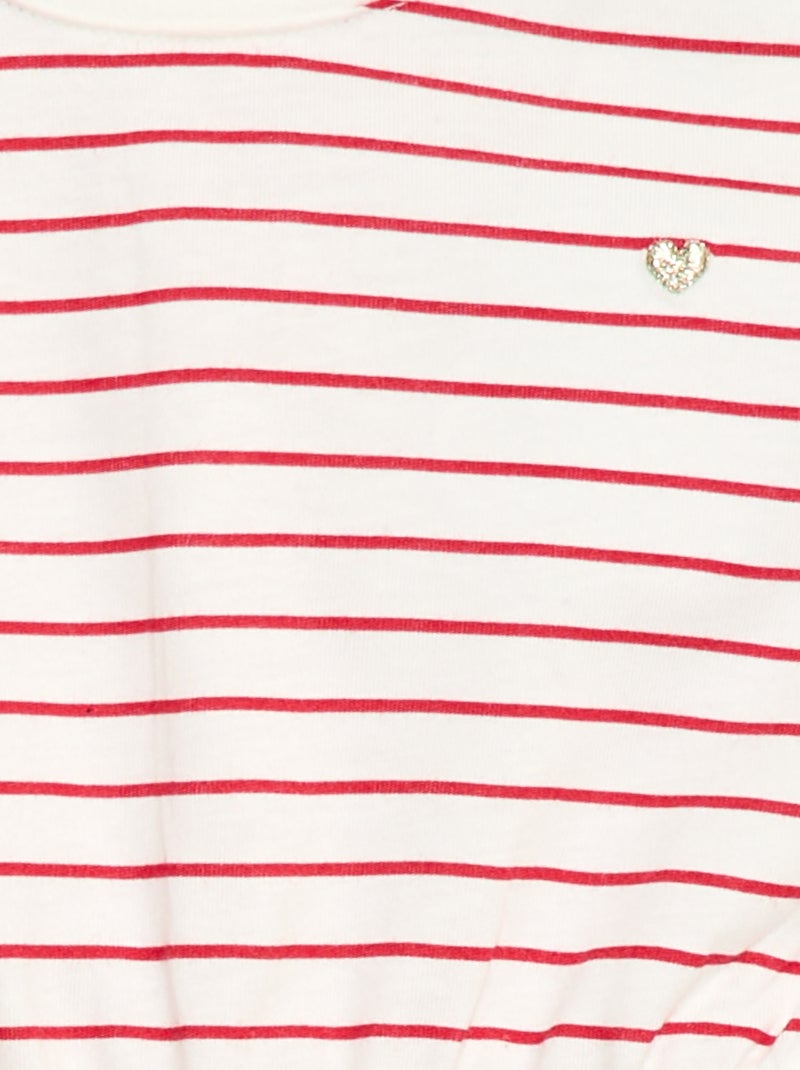 Vestido de mangas curtas em jersey de algodão Branco - Kiabi