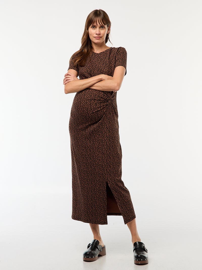 Vestido de maternidade comprido justo Castanho - Kiabi