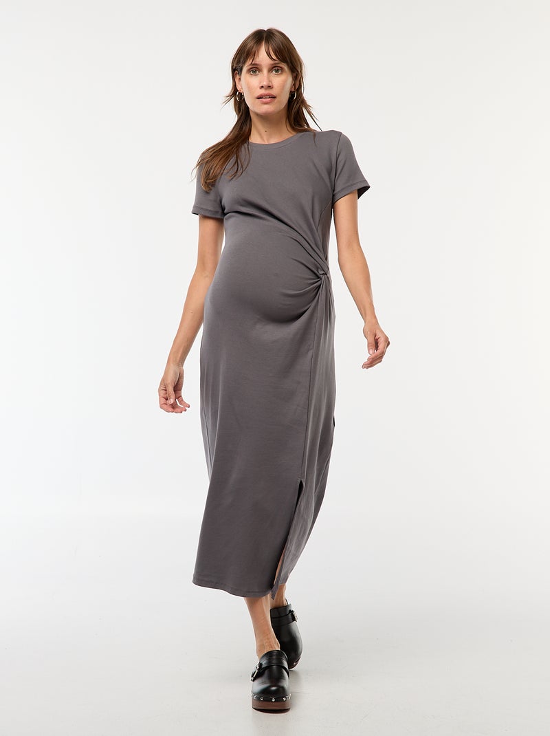 Vestido de maternidade comprido justo Cinza - Kiabi