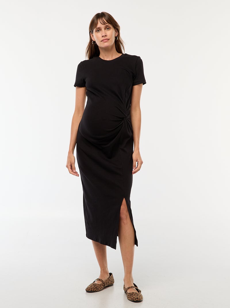 Vestido de maternidade comprido justo Preto - Kiabi