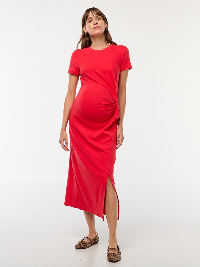 Vestido de maternidade comprido justo Vermelho - Kiabi