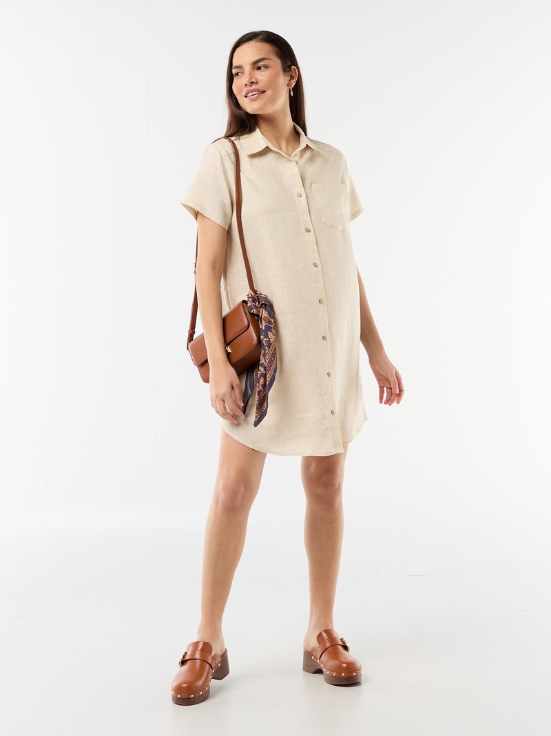 Vestido de maternidade de linho Bege - Kiabi