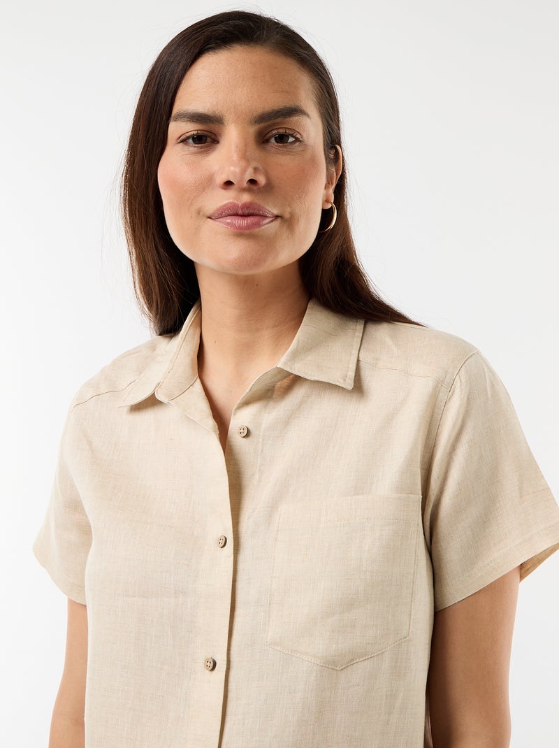 Vestido de maternidade de linho Bege - Kiabi