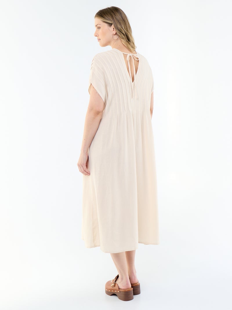 Vestido de maternidade em linho misto Bege - Kiabi