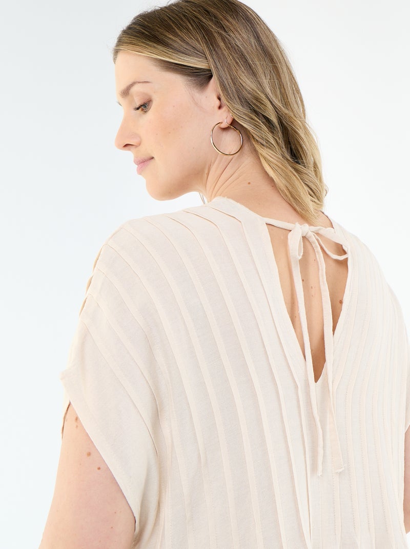 Vestido de maternidade em linho misto Bege - Kiabi