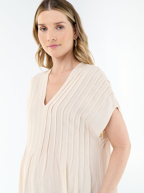 Vestido de maternidade em linho misto - Kiabi
