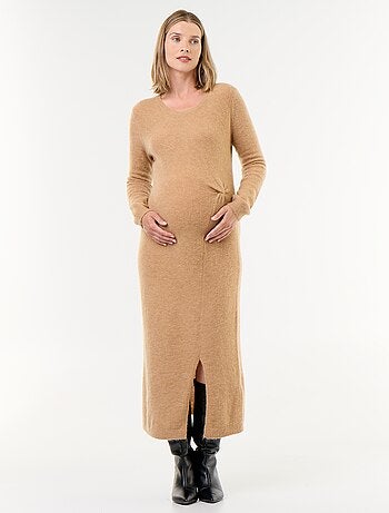 Vestido de maternidade em mistura de lã