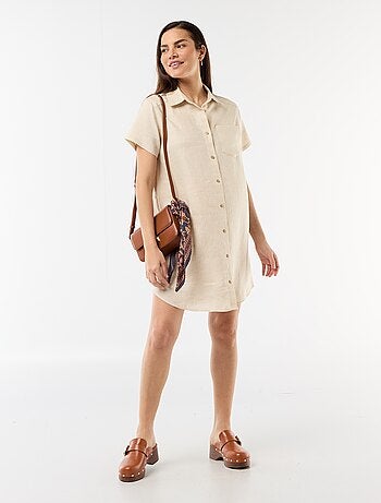 Vestido de maternidade estampado em linho misto