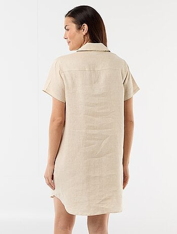 Vestido de maternidade estampado em linho misto