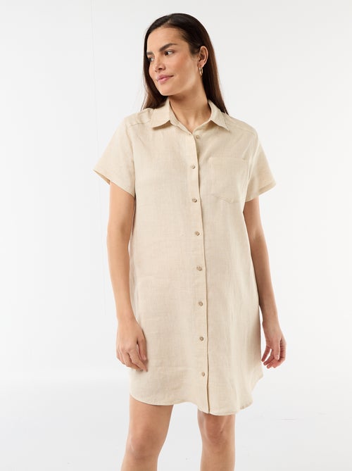 Vestido de maternidade estampado em linho misto - Kiabi