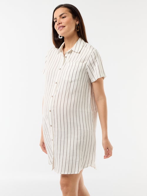 Vestido de maternidade estampado em linho misto - Kiabi
