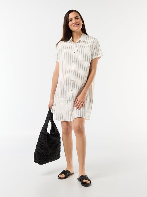 Vestido de maternidade estampado em linho misto - Kiabi