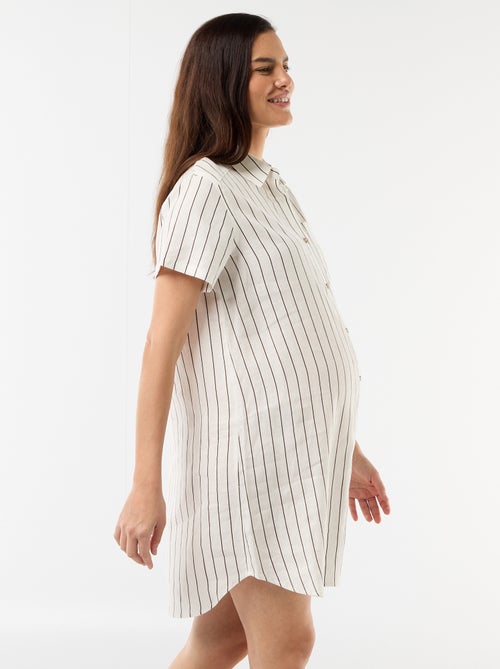Vestido de maternidade estampado em linho misto - Kiabi