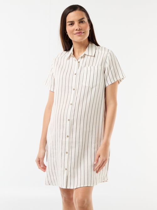 Vestido de maternidade estampado em linho misto - Kiabi