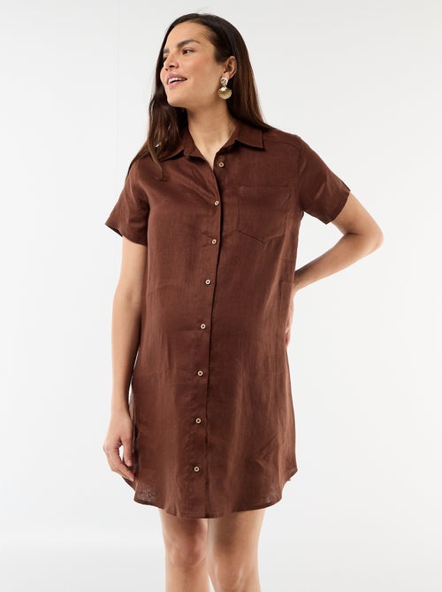 Vestido de maternidade estampado em linho misto - Kiabi
