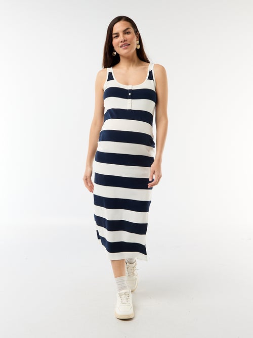 Vestido de maternidade estilo regata em canelado - Kiabi