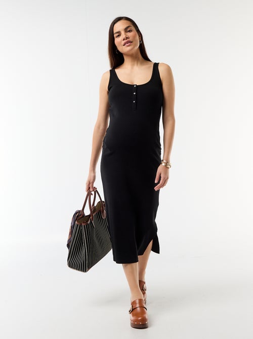 Vestido de maternidade estilo regata em canelado - Kiabi
