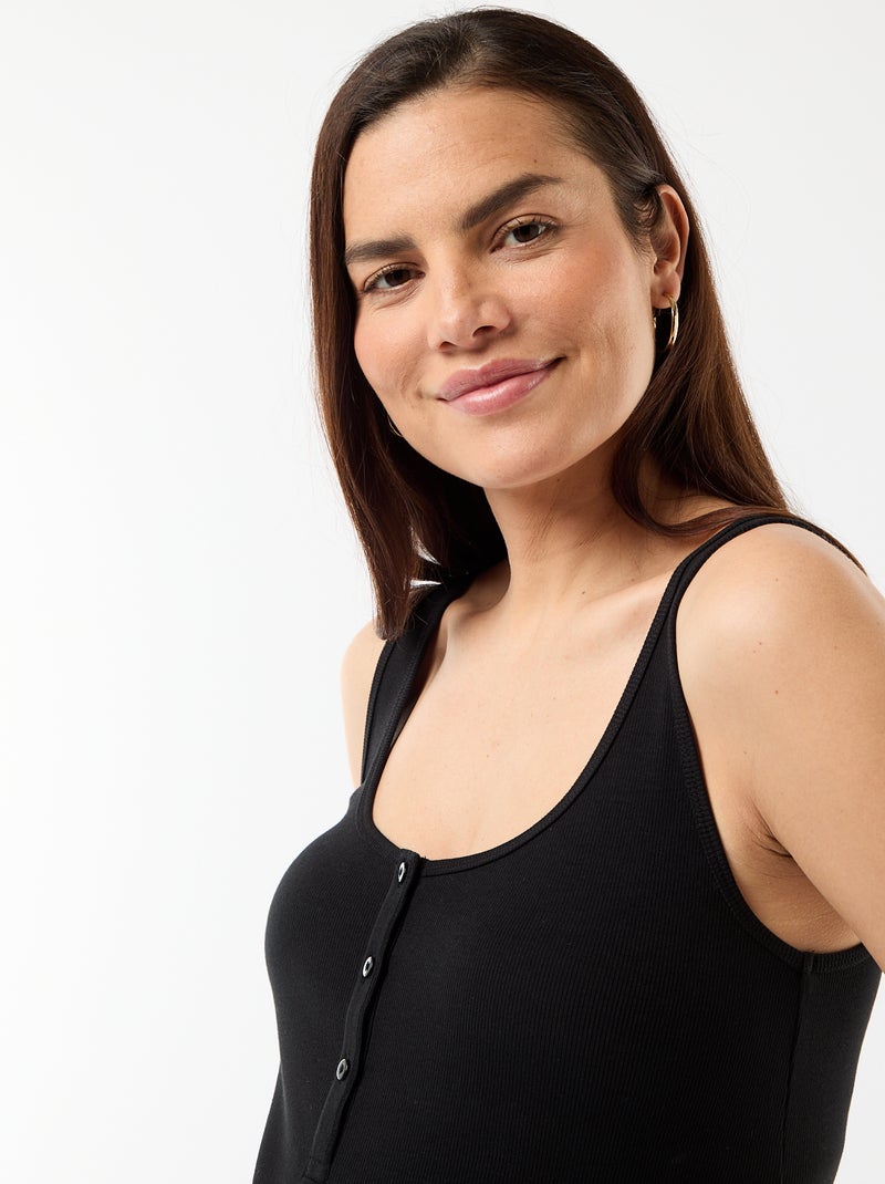 Vestido de maternidade estilo regata em canelado Preto - Kiabi