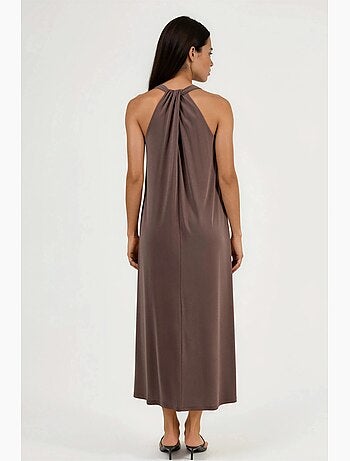 Vestido de modal com decote halter busem