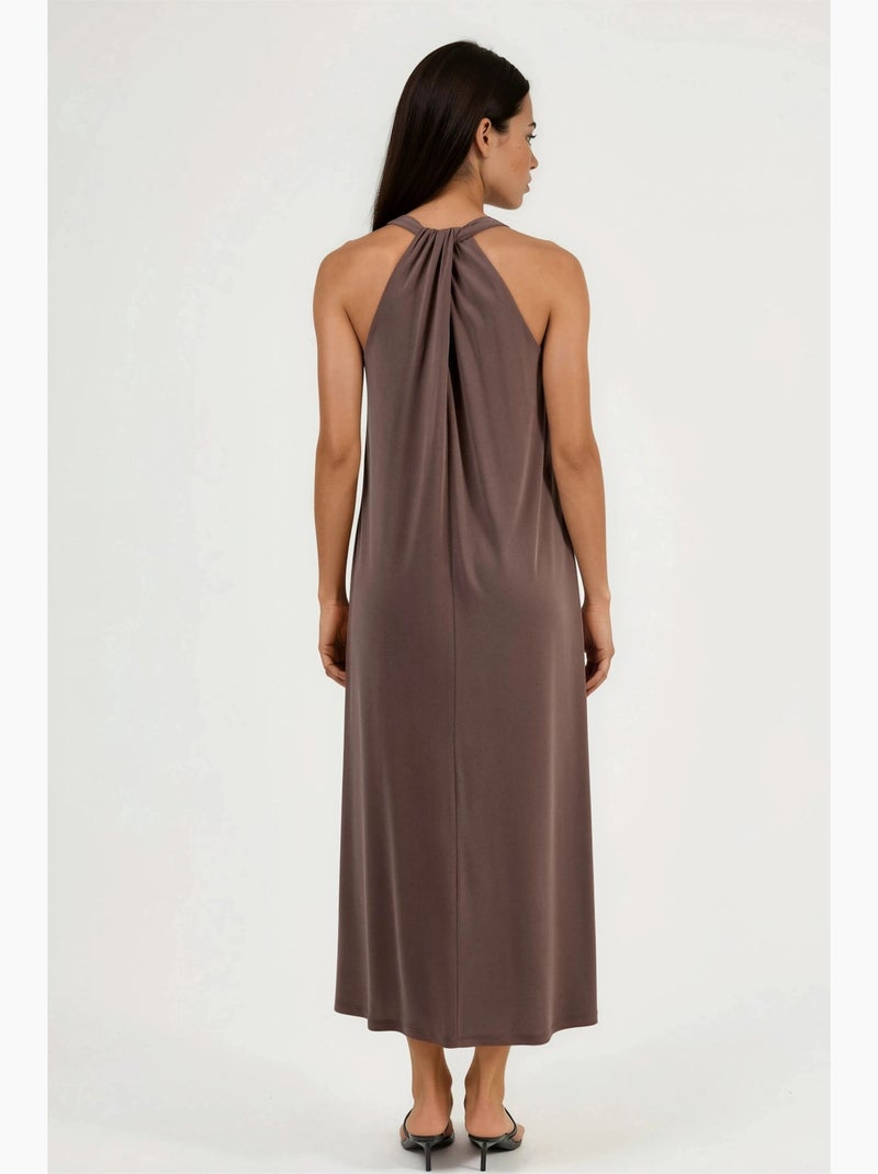 Vestido de modal com decote halter busem Castanho-claro - Kiabi