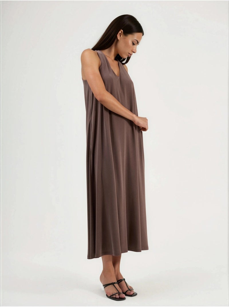 Vestido de modal com decote halter busem Castanho-claro - Kiabi