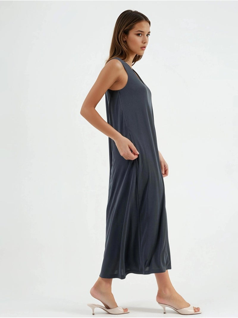 Vestido de modal com decote halter busem Cinza escuro - Kiabi