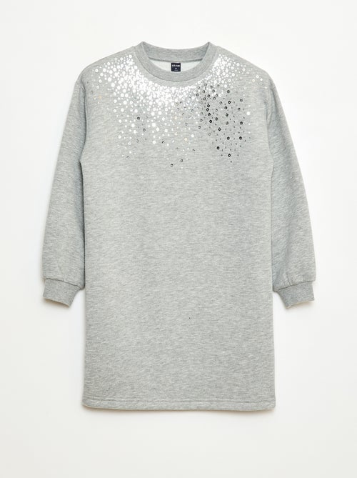 Vestido de moletom com aplicação de lantejoulas brilhantes - Kiabi