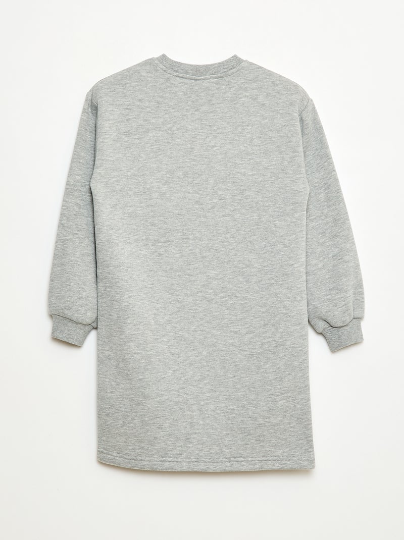 Vestido de moletom com aplicação de lantejoulas brilhantes Cinza - Kiabi