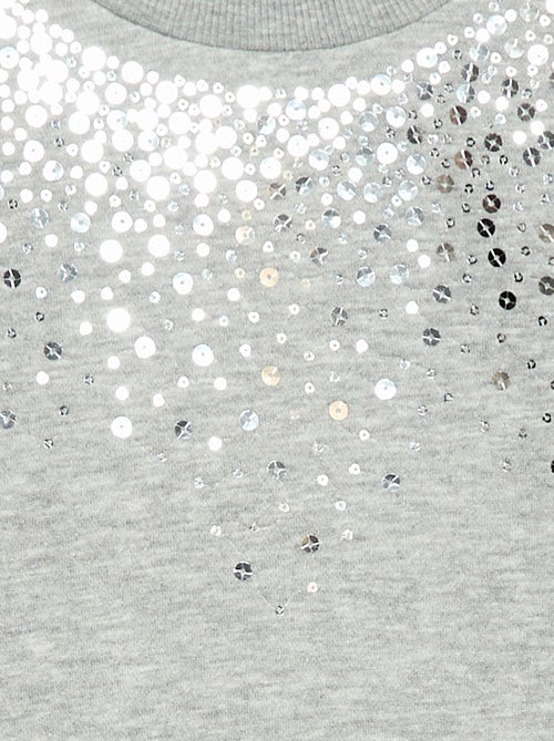 Vestido de moletom com aplicação de lantejoulas brilhantes - Kiabi