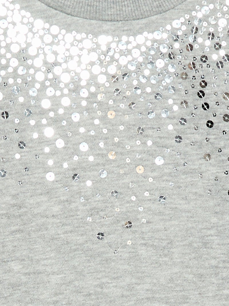 Vestido de moletom com aplicação de lantejoulas brilhantes Cinza - Kiabi