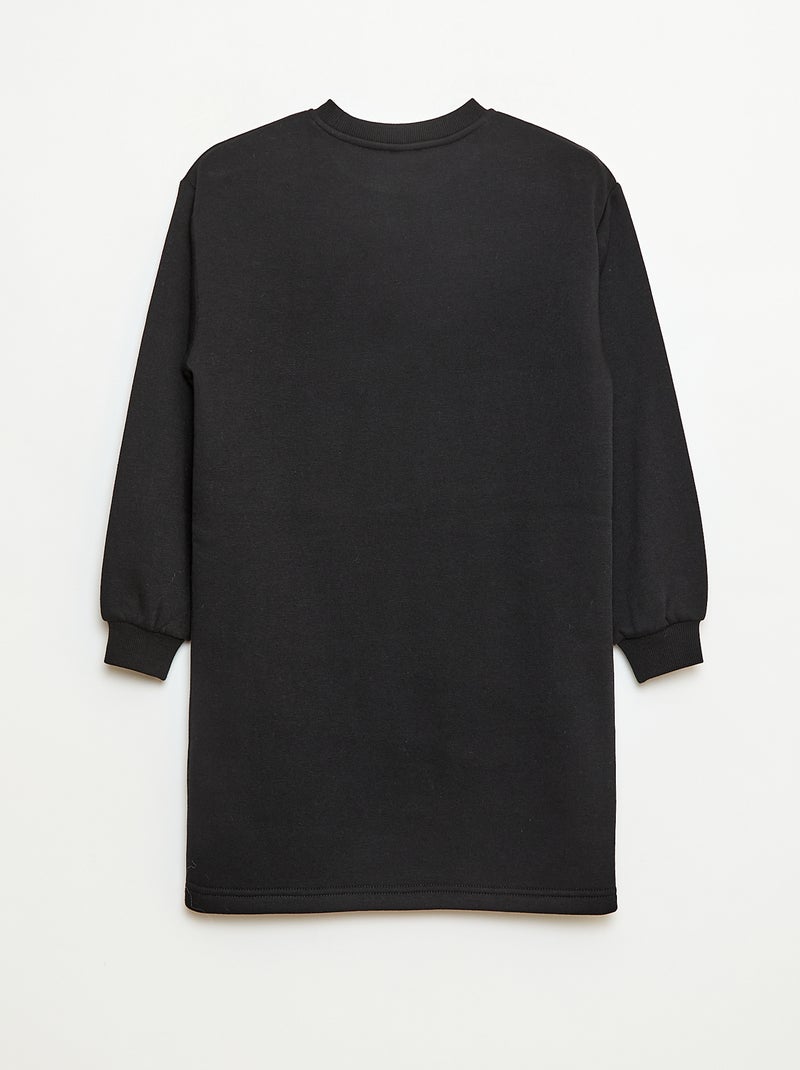 Vestido de moletom com detalhes de lantejoulas brilhantes Preto - Kiabi