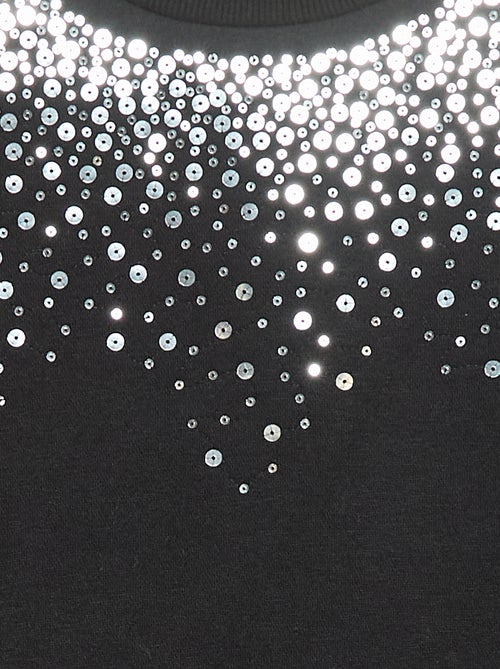 Vestido de moletom com detalhes de lantejoulas brilhantes - Kiabi