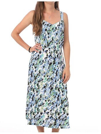 Vestido de mulher vero moda easy strap com padrão azul e branco