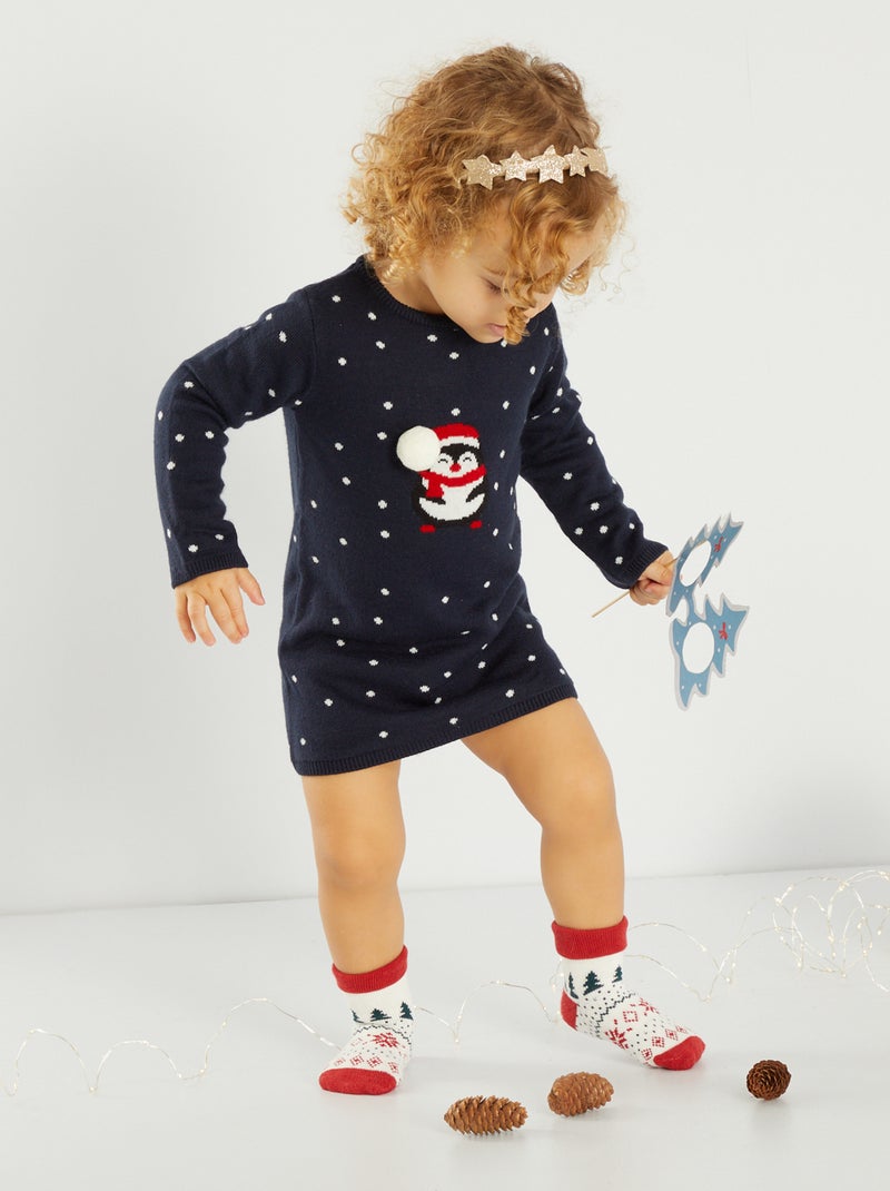 Vestido de Natal com estampado pinguim PRETO - Kiabi