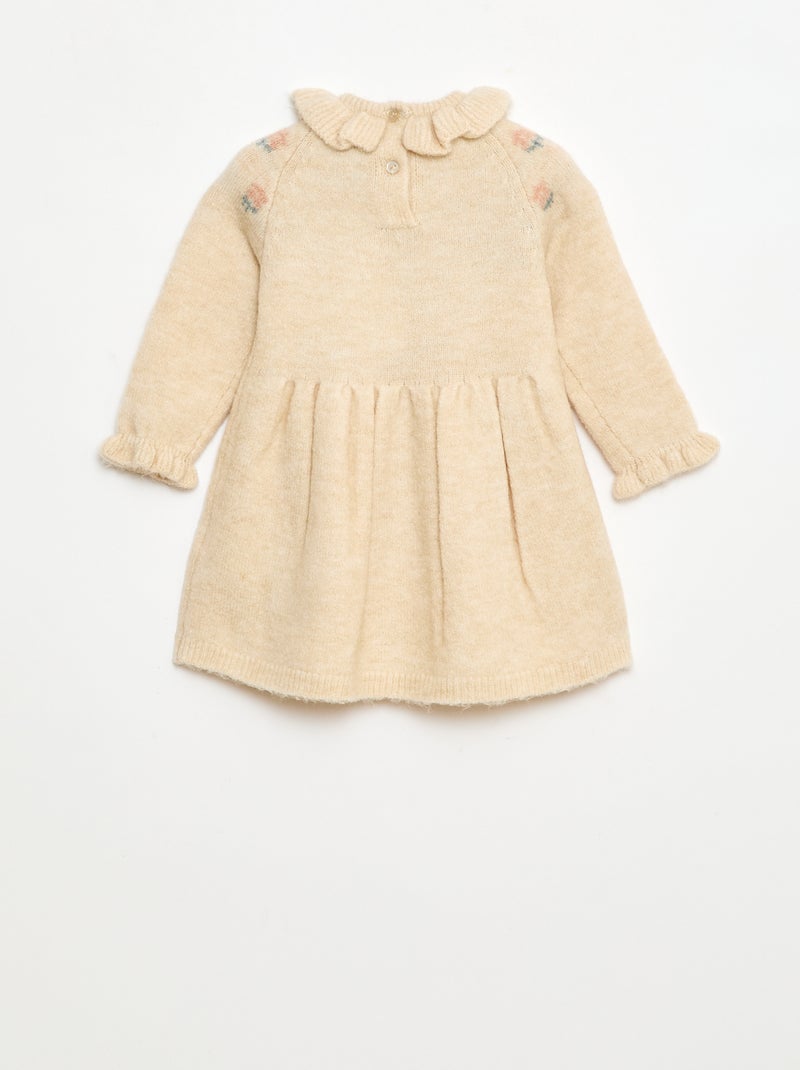 Vestido de Natal com gola Bege - Kiabi