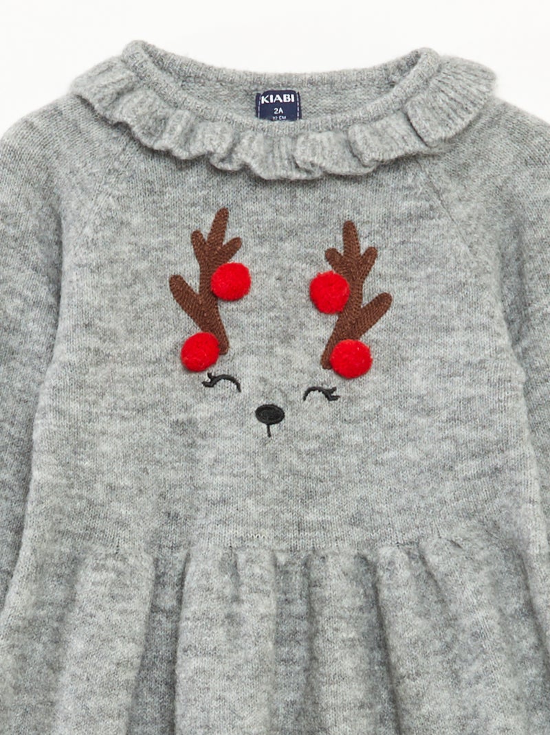Vestido de Natal com gola Cinza - Kiabi